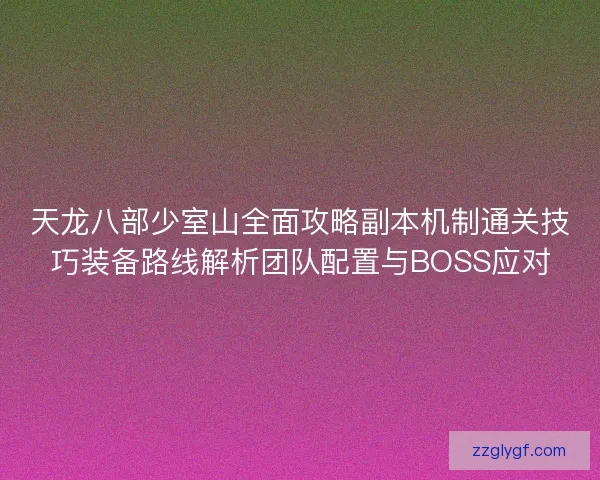 天龙八部少室山全面攻略副本机制通关技巧装备路线解析团队配置与BOSS应对