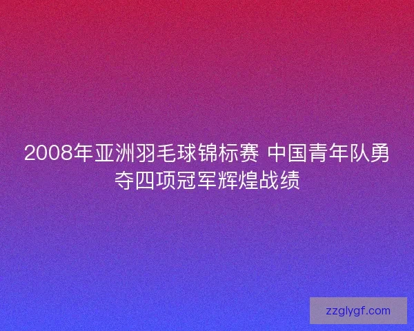 2008年亚洲羽毛球锦标赛 中国青年队勇夺四项冠军辉煌战绩