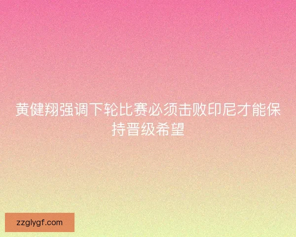 黄健翔强调下轮比赛必须击败印尼才能保持晋级希望